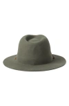 Brixton Wesley Wool Felt Fedora In Light Moss