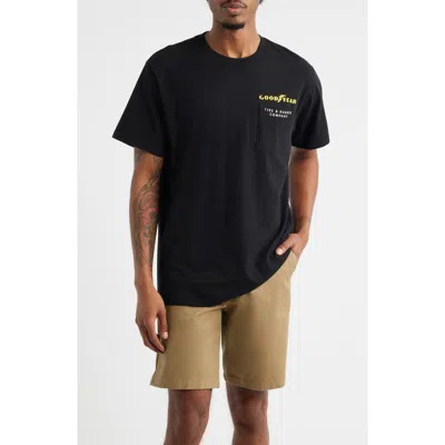 Brixton X Goodyear Service Pocket Cotton Graphic T-shirt In Black