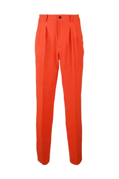 Brizzi Polyester Stretch Trousers - Orange In Red