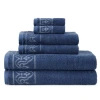 Broadhaven Elegant Scroll Bath Towel In Blue
