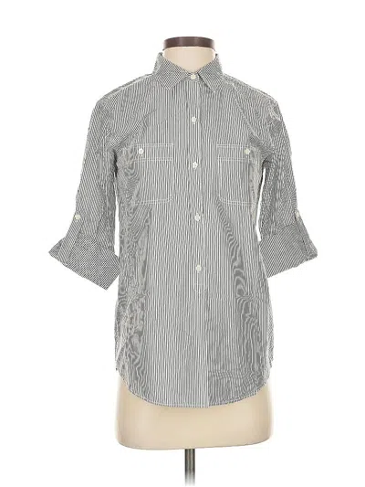 Pre-owned Broadway & Broome 3/4 Sleeve Button Down Shirt In Gray