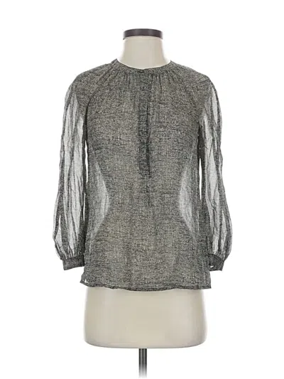 Pre-owned Broadway & Broome 3/4 Sleeve Silk Top Gray Keyhole Neckline Tops