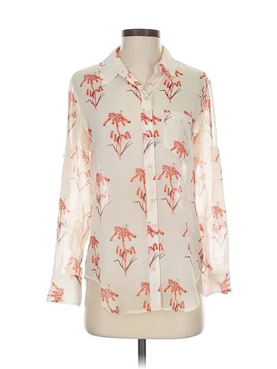 Pre-owned Broadway & Broome Long Sleeve Blouse In White