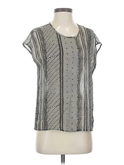 Pre-owned Broadway & Broome Short Sleeve Silk Top Black Square Neckline Tops