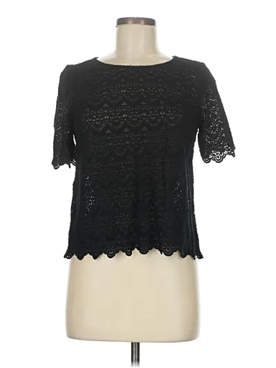 Pre-owned Broadway & Broome Short Sleeve Top Black Keyhole Neckline Tops