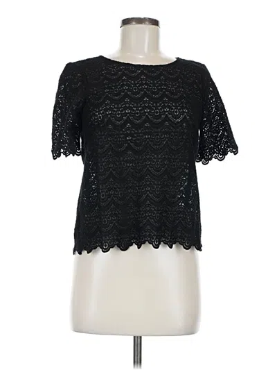 Pre-owned Broadway & Broome Short Sleeve Top Black Mock Neckline Tops