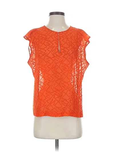 Pre-owned Broadway & Broome Short Sleeve Top Orange Keyhole Neckline Tops