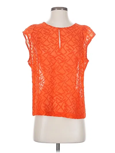 Pre-owned Broadway & Broome Sleeveless Silk Top Orange Keyhole Neckline Tops