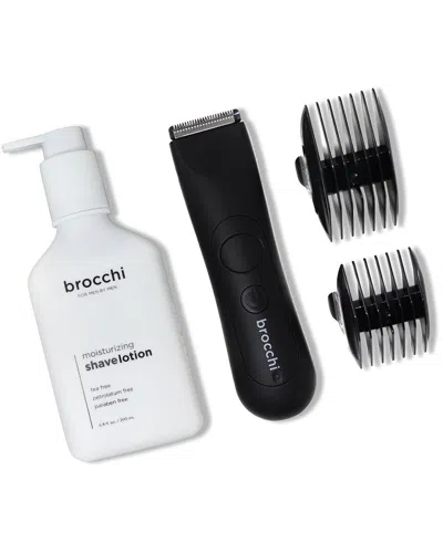 Brocchi For Men Brocchi Waterproof Usb Trimmer & Moisturizing Shave Lotion Bundle In Transparent