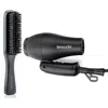 Brocchi Travel Dryer & Paddle Brush Set In Black