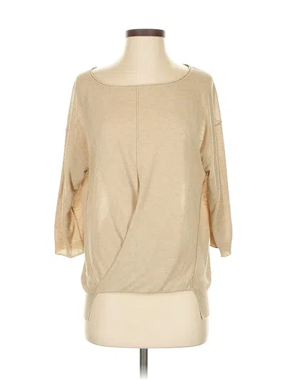 Pre-owned Brochu Walker 3/4 Sleeve Top Ivory Boatneck Tops In White