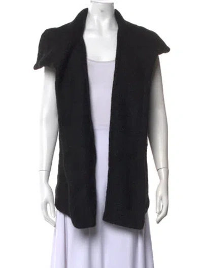 Pre-owned Brochu Walker Alpaca Open Front Sweater In Black
