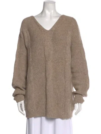 Pre-owned Brochu Walker Alpaca V-neck Sweater In Neutral