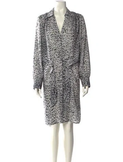 Pre-owned Brochu Walker Animal Print Knee-length Dress In White