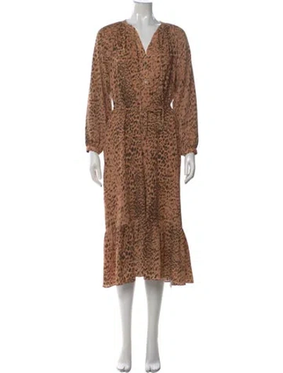 Pre-owned Brochu Walker Animal Print Long Dress In Brown