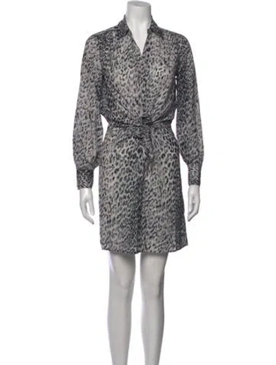 Pre-owned Brochu Walker Animal Print Mini Dress In Gray