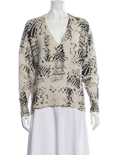 Pre-owned Brochu Walker Animal Print V-neck Sweater
