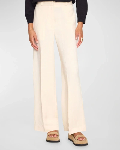 Brochu Walker Areo Mid-rise Straight-leg Linen-blend Pants In Egret