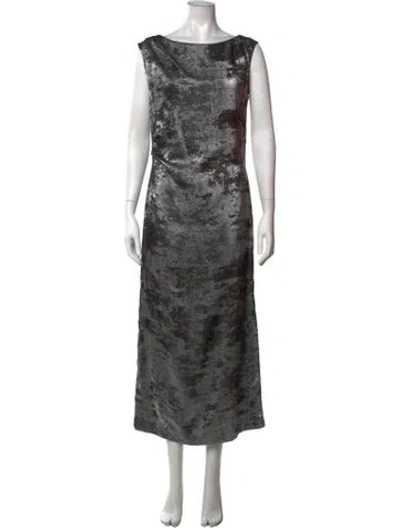 Pre-owned Brochu Walker Bateau Neckline Long Dress In Grey
