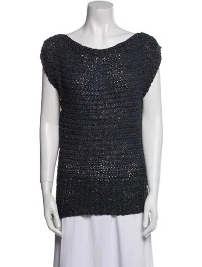 Pre-owned Brochu Walker Bateau Neckline Sweater In Blue