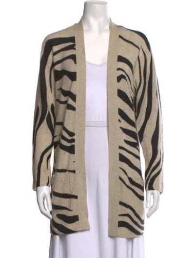 Pre-owned Brochu Walker Cashmere Animal Print Sweater In Brown