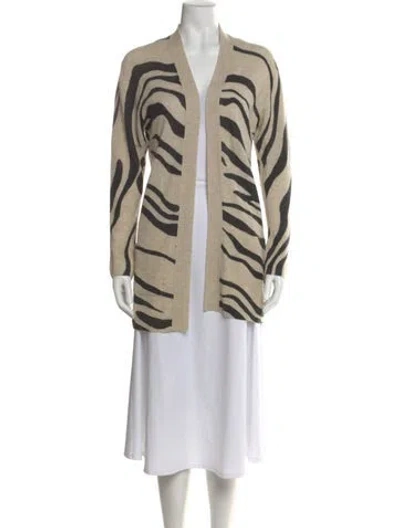 Pre-owned Brochu Walker Cashmere Animal Print Sweater In Neutral