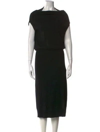 Pre-owned Brochu Walker Cashmere Midi Length Dress In Black