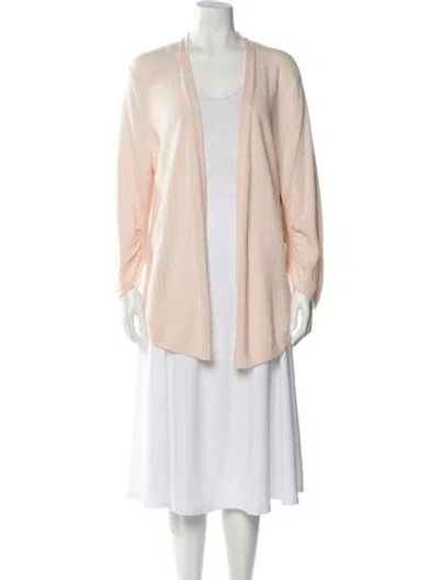 Pre-owned Brochu Walker Cashmere Open Front Sweater In Pink