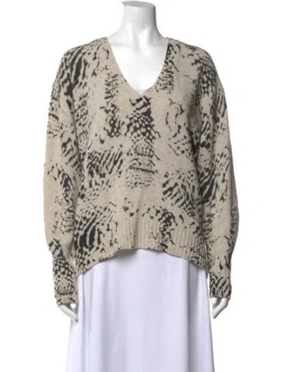 Pre-owned Brochu Walker Cashmere Printed Sweater In Neutrals