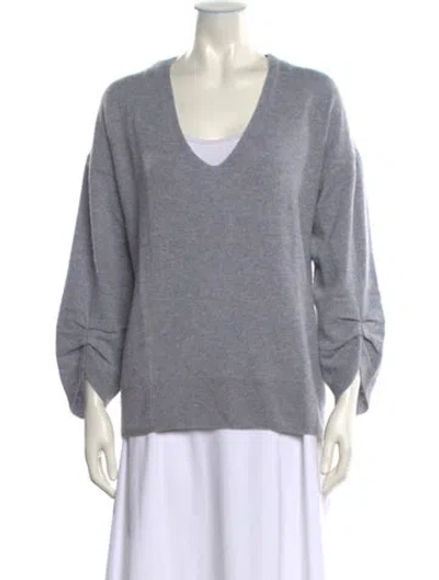 Pre-owned Brochu Walker Cashmere V-neck Sweater In Blue
