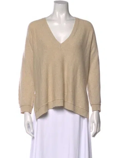 Pre-owned Brochu Walker Cashmere V-neck Sweater In Brown