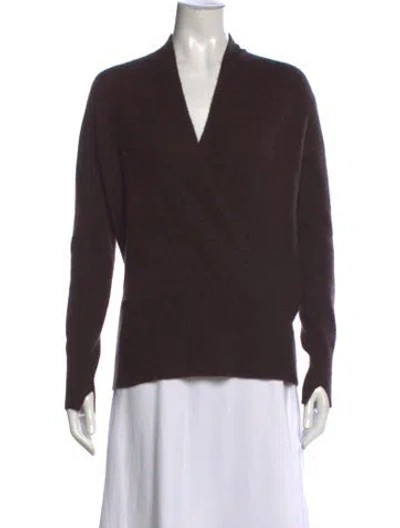 Pre-owned Brochu Walker Cashmere V-neck Sweater In Brown