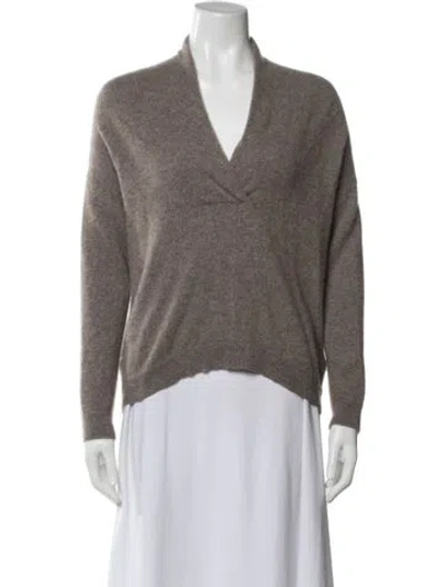 Pre-owned Brochu Walker Cashmere V-neck Sweater In Gray