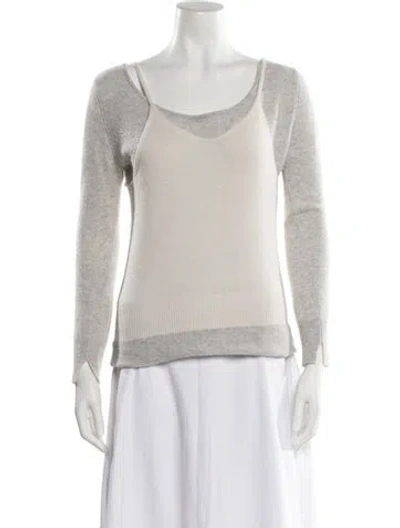 Pre-owned Brochu Walker Cashmere V-neck Sweater In Gray