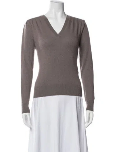 Pre-owned Brochu Walker Cashmere V-neck Sweater In Grey