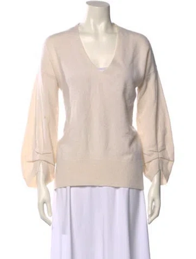 Pre-owned Brochu Walker Cashmere V-neck Sweater In Neutral