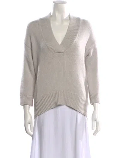 Pre-owned Brochu Walker Cashmere V-neck Sweater In Neutral