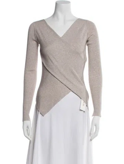 Pre-owned Brochu Walker Cashmere V-neck Sweater In Neutral