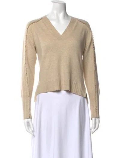 Pre-owned Brochu Walker Cashmere V-neck Sweater In Neutral