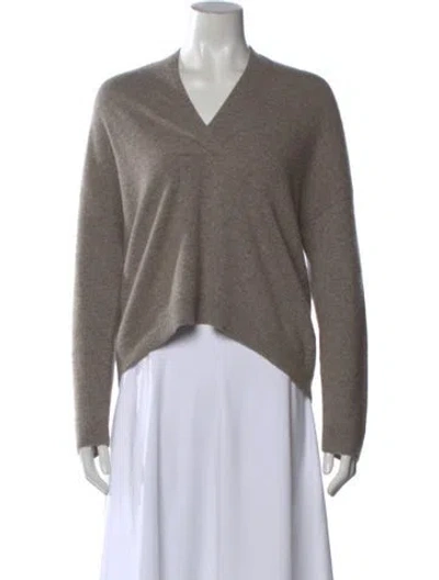 Pre-owned Brochu Walker Cashmere V-neck Sweater W/ Tags In Gray