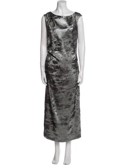 Pre-owned Brochu Walker Cowl Neck Long Dress In Silver