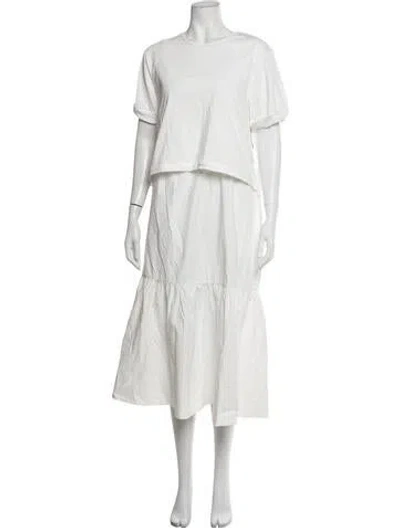Pre-owned Brochu Walker Crew Neck Long Dress In White