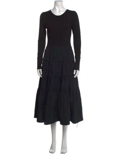 Pre-owned Brochu Walker Crew Neck Midi Length Dress In Black