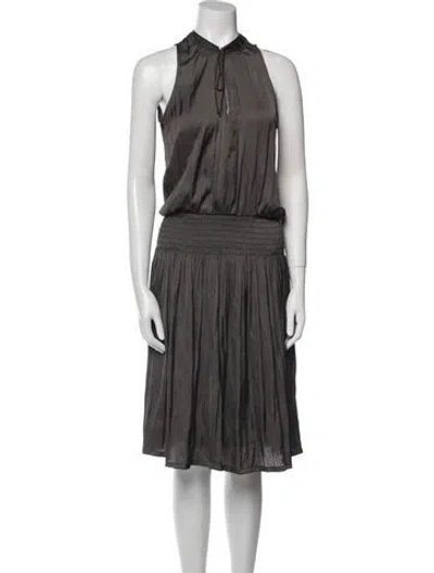 Pre-owned Brochu Walker Halterneck Midi Length Dress In Gray
