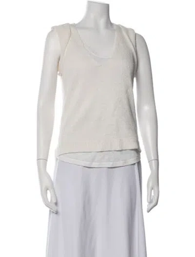 Pre-owned Brochu Walker Hemp V-neck Sweater In Neutrals