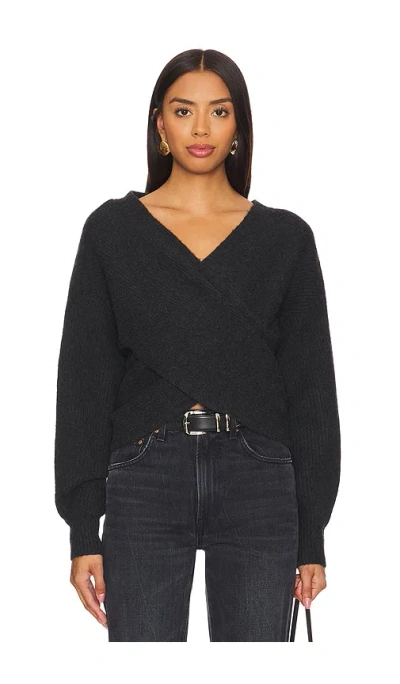 Brochu Walker Hughes Wrap Front Sweater In Graphite Melange