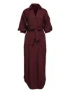 Brochu Walker Kate Barlo Tie-waist Buttoned Dress In Burgundy