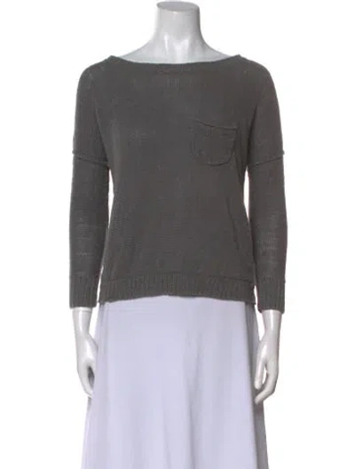 Pre-owned Brochu Walker Linen Bateau Neckline Sweater In Gray