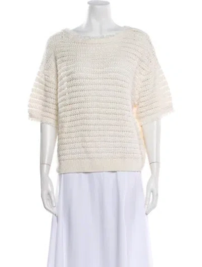 Pre-owned Brochu Walker Linen Bateau Neckline Sweater In Neutral