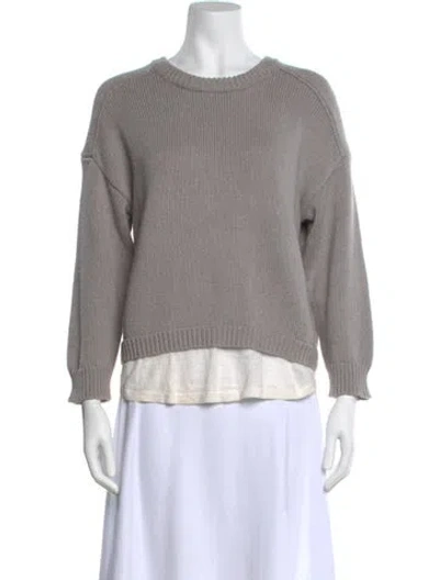 Pre-owned Brochu Walker Linen Crew Neck Sweater In Gray
